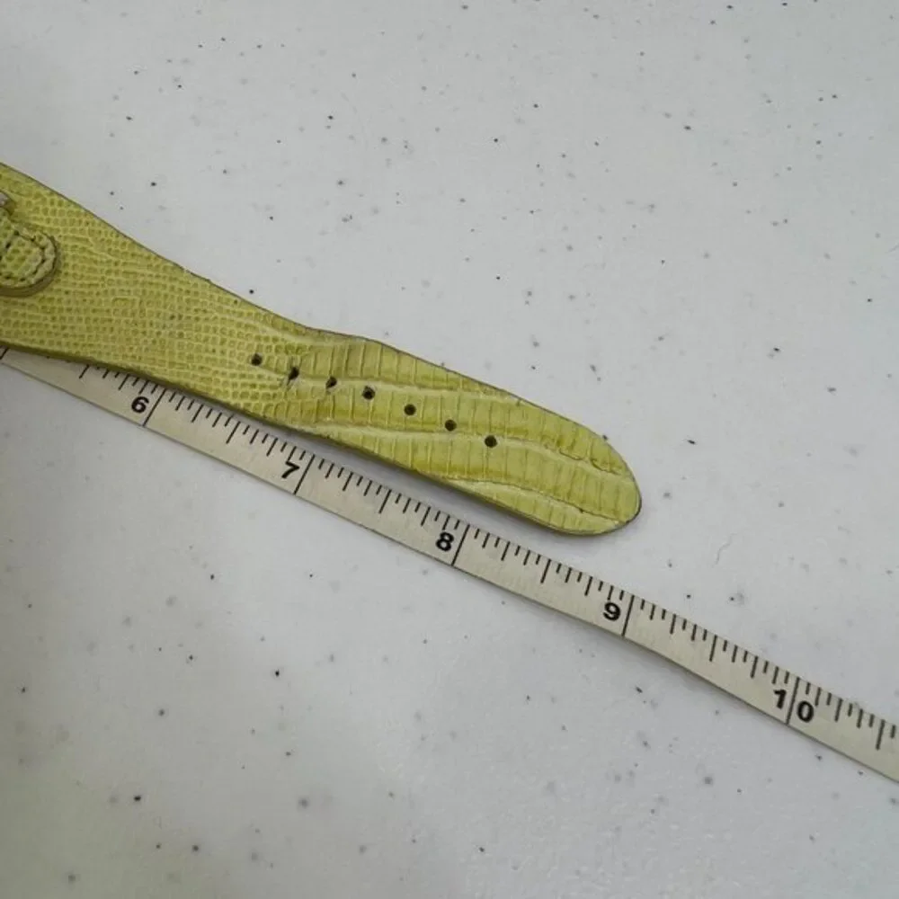 Chicos Watch Green‎ Yellow Leather Croc Embossed Silver Tone Quartz